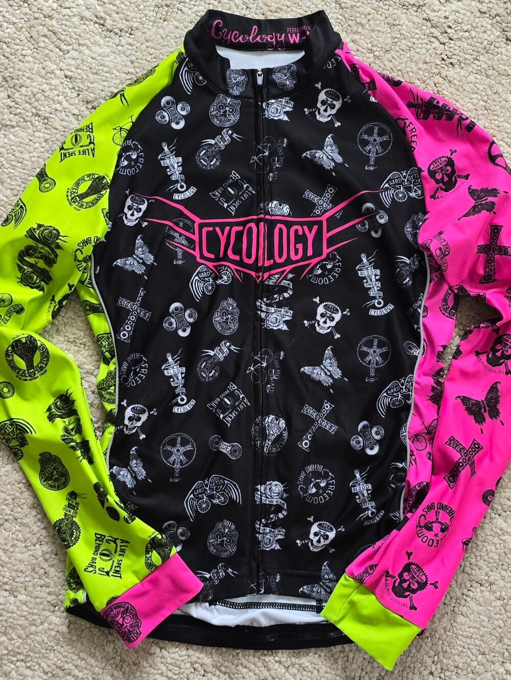 Cycology Cycling Jacket Velosophy Tattoo Inspired Womens Medium